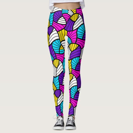 Leggings Lignes Abstraites colorées Motif transparent (Devant)