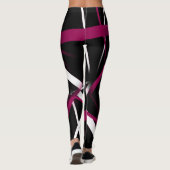 Leggings Lignes Abstraites rose et blanc sur Ba Noir (Dos)