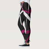 Leggings Lignes Abstraites rose et blanc sur Ba Noir (Gauche)