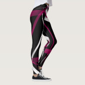 Leggings Lignes Abstraites rose et blanc sur Ba Noir (Droite)
