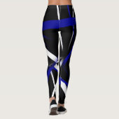 Leggings Lignes Abstraites Royal Blue et White (Dos)