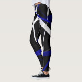 Leggings Lignes Abstraites Royal Blue et White (Gauche)