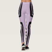 Leggings Lignes africaines violettes et épaisses en noir (Dos)