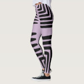 Leggings Lignes africaines violettes et épaisses en noir (Gauche)
