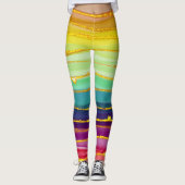 Leggings Lignes arc-en-ciel : composition de luxe abstraite (Devant)