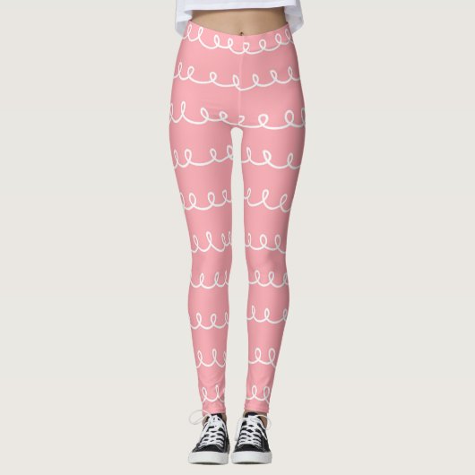 Leggings Lignes blanches roses (Devant)
