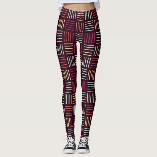 Leggings Lignes colorées carrées (Devant)
