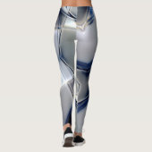 Leggings Lignes courbes avec ton chromé bleu sur carrés (Dos)