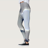 Leggings Lignes courbes avec ton chromé bleu sur carrés (Gauche)