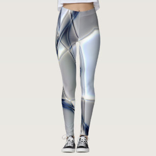 Leggings Lignes courbes avec ton chromé bleu sur carrés