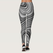 Leggings Lignes courbes gris argenté Cool moderne noir blan (Dos)
