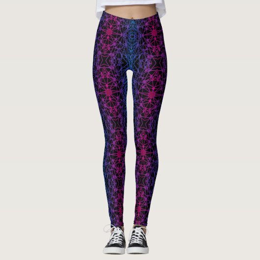 Leggings Lignes croisées lumineuses 01 x4 pb noir BG (Devant)