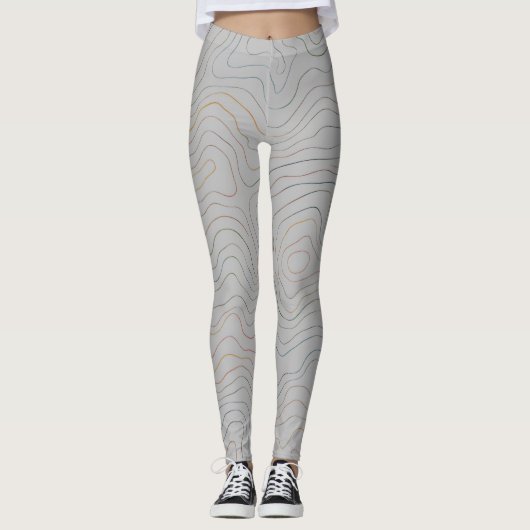 Leggings Lignes d'Altitude Douces – Fond Blanc (Devant)