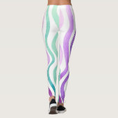 Leggings Lignes d'aquarelles violettes et vertes (Dos)