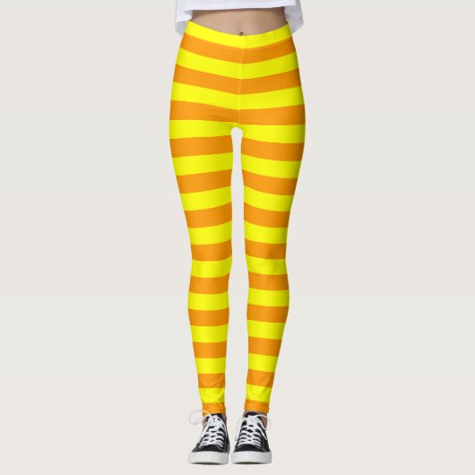 Leggings Lignes de bandes orange jaune (Devant)