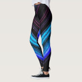 Leggings Lignes de chevron de galaxie bleu-rose métallique (Gauche)