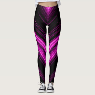 Leggings Lignes de chevron de galaxie magenta rose métalliq