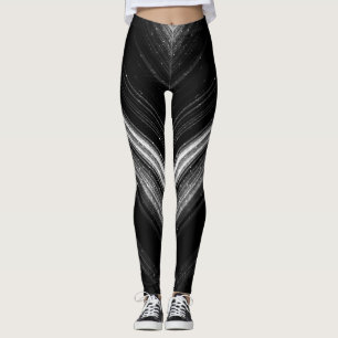 Leggings Lignes de chevron de galaxie noire en argent métal