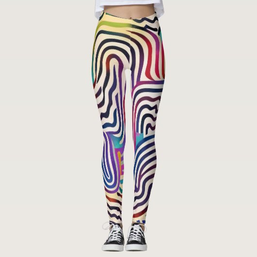 Leggings Lignes de couleur ondulées (Devant)