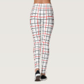 Leggings Lignes de grille noire rouge Conception de plis (Dos)