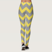Leggings Lignes de motif gris-jaune Chevron rayées (Dos)
