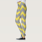 Leggings Lignes de motif gris-jaune Chevron rayées (Gauche)