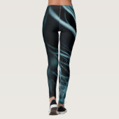 Leggings Lignes de plumes bleues Abstraites (Dos)