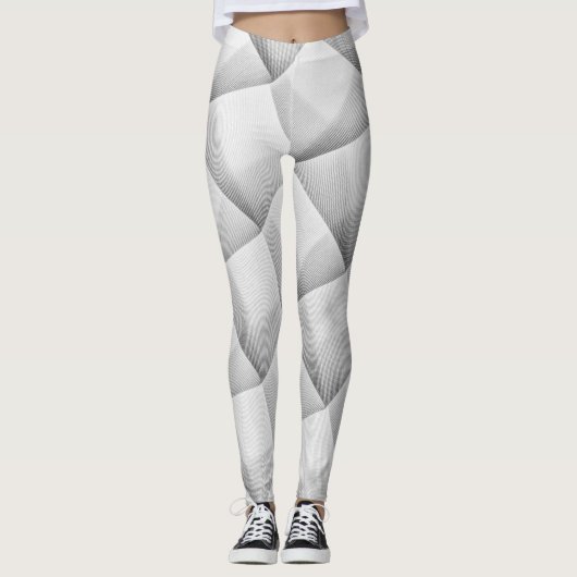 Leggings Lignes de texture noire sur arrière - plan blanc (Devant)