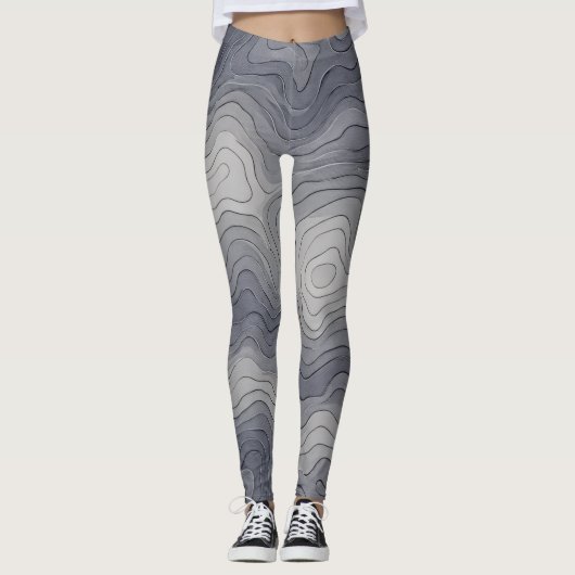 Leggings Lignes d'élévation douces – Échelle de gris (Devant)