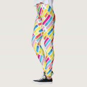 Leggings Lignes diagonales art d'arc-en-ciel de monogramme (Gauche)