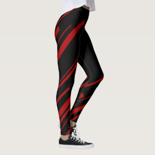 Leggings Lignes diagonales en rouge et noir