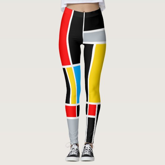 Leggings Lignes droites de couleur primaire géométrique (Devant)