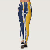 Leggings Lignes élégantes, modernes, bleu marine et jaune (Dos)