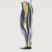 Leggings Lignes élégantes, modernes, bleu marine et jaune (Gauche)