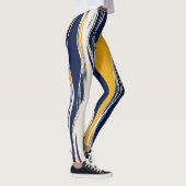 Leggings Lignes élégantes, modernes, bleu marine et jaune (Droite)