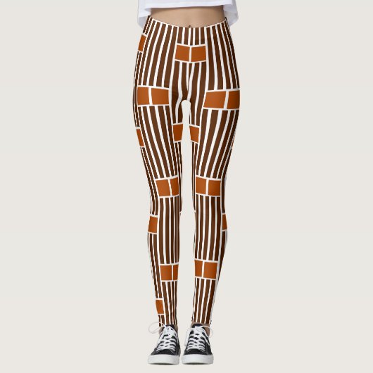 Leggings Lignes et boîtes Brown (Devant)