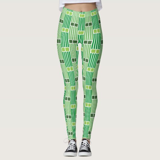 Leggings Lignes et boîtes vertes (Devant)