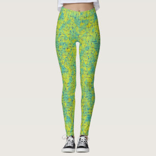 Leggings Lignes et patchs motif en Blue BYellow BG