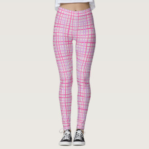 Leggings Lignes fines À damiers motif C09.rose sur blanc ca