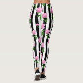 Leggings Lignes Fleurs Roses Roses Roses Noires (Dos)