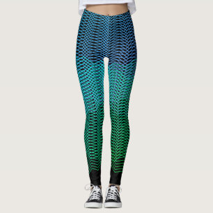 Leggings Lignes Géométriques Abstraites Dégradé Bleu Sur Fo