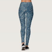 Leggings Lignes géométriques de courbe blanche sur bleu (Dos)
