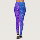 Leggings Lignes géométriques de courbe blanche sur bleu (Dos)