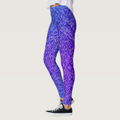 Leggings Lignes géométriques de courbe blanche sur bleu (Gauche)