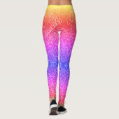 Leggings Lignes géométriques de courbe blanche sur bleu (Dos)