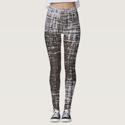 Leggings Lignes Grises Distressées Sur Gris Pâle Arrière -  (Devant)