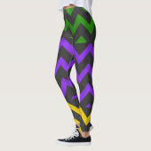 Leggings Lignes Mardi Gras Purple Green Yellow Chevron (Gauche)