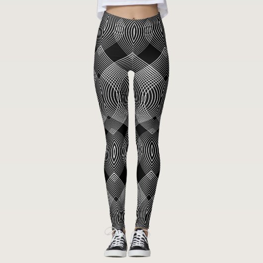 Leggings Lignes monochromes : Conception abstraite texturée (Devant)