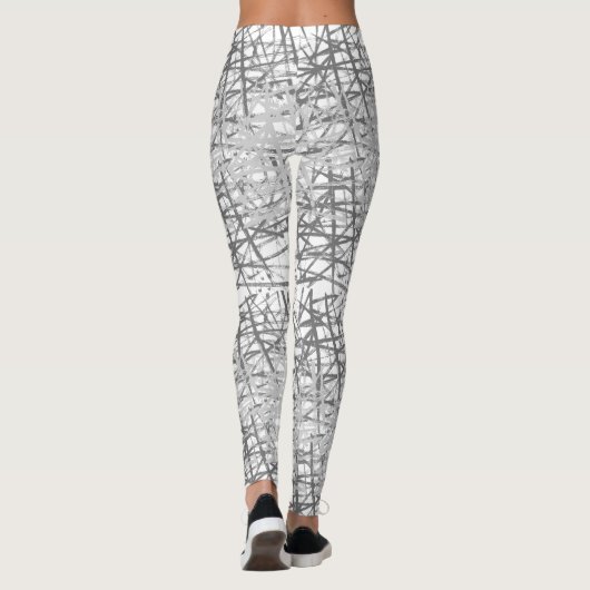 Leggings Lignes motif 2 tons avec Blanc BG (Dos)