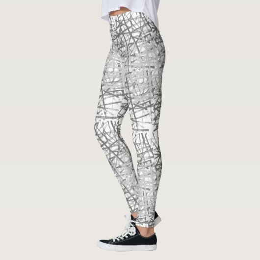 Leggings Lignes motif 2 tons avec Blanc BG (Gauche)